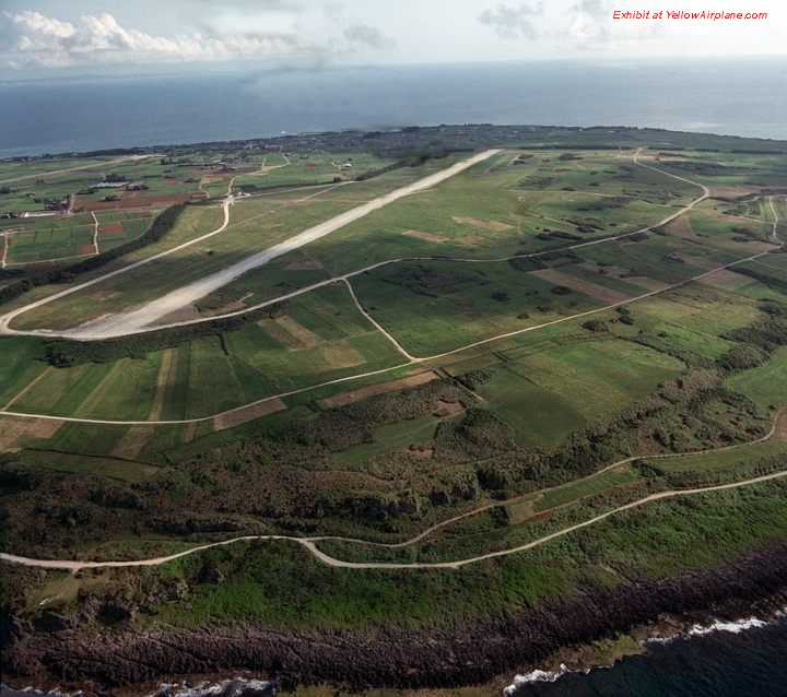 This is an aerial view of the runway on the Island of IE Shima.