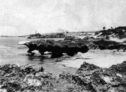 Ships landing on Ie Shima in WWII