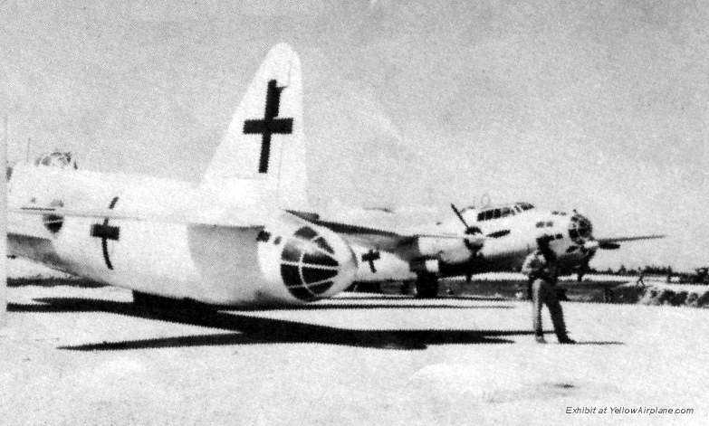 Two betty bombers sit on the runway at Ie Shima with an American guard, Aviation History of Japans Surrender.