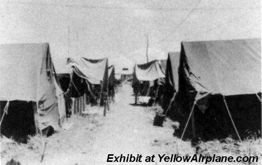 The streets of tent city in World War 2 Ie Shima in the Pacific.