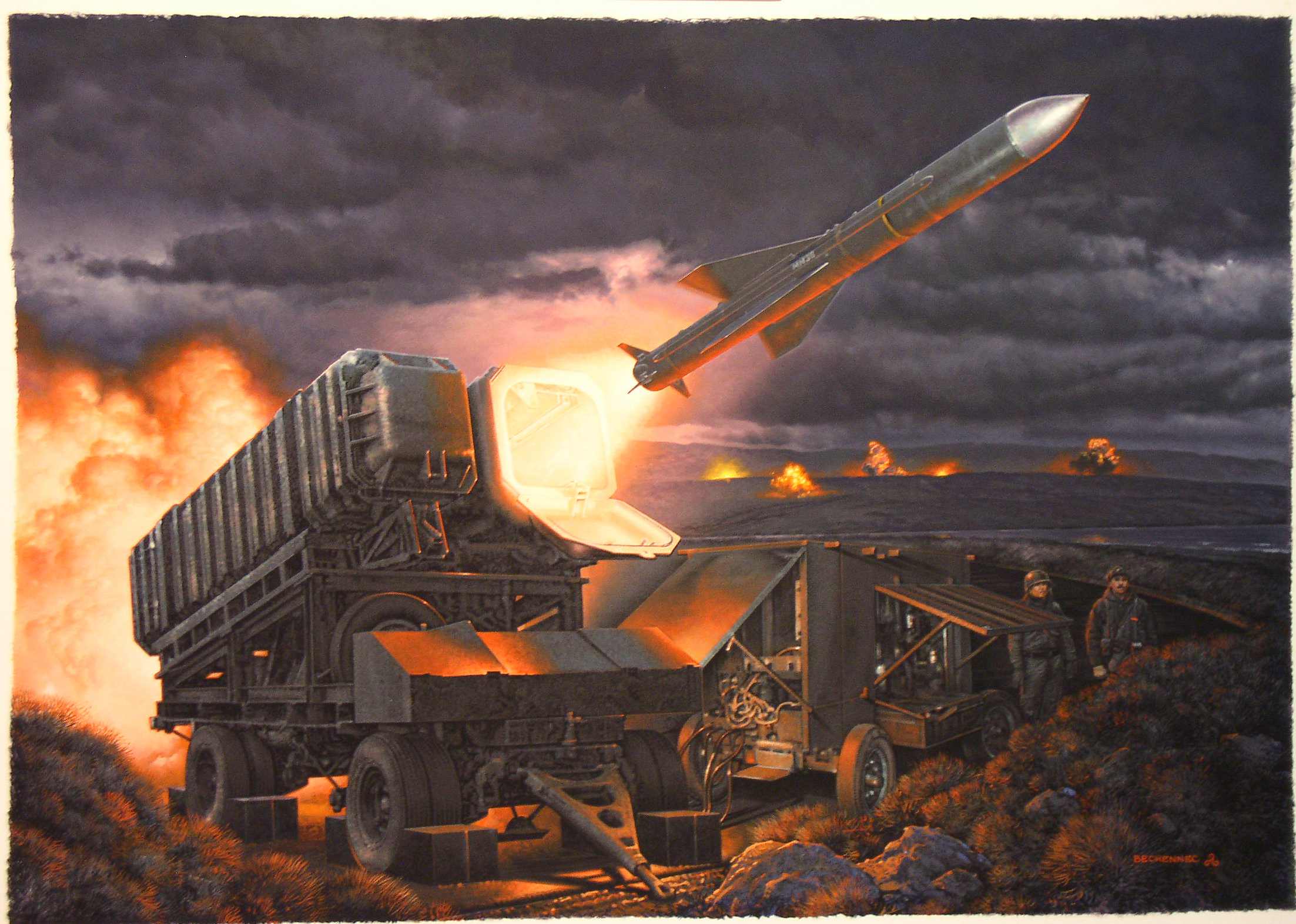 Rapier Missile firing in the Falklands War.