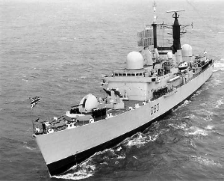 HMS Sheffield Destroyer was hit by an Exocet Missile
