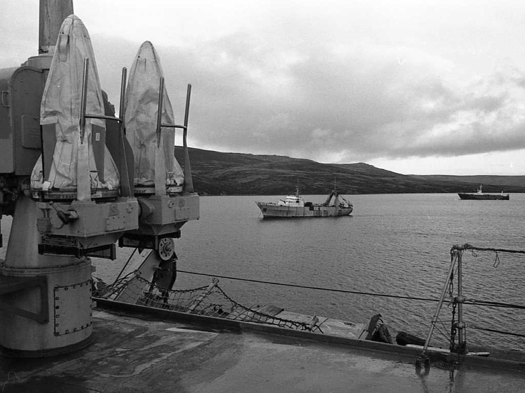 Ships in the Falkland Sound during the Falklands War 1982