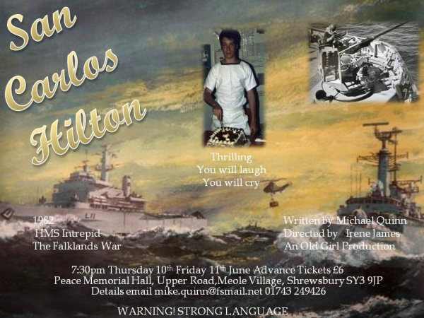 Poster for the New Stage Play, San Carlos Hilton, about the HMS Intepid during the Falklands War