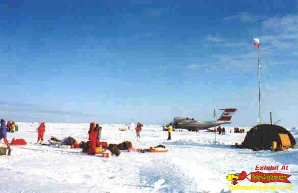 Here is the AN-74, russian cargo plane at the north pole, artic base