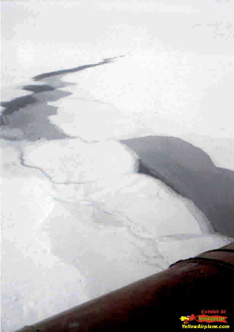north pole leads, or cracks, in the ice pack as seen from a Russian Mi-8 helicopter