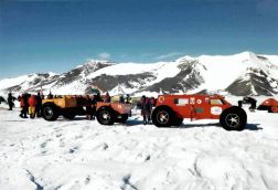 Photo of Russian 4-wheel drive vehicles on Antarctica, South Pole.