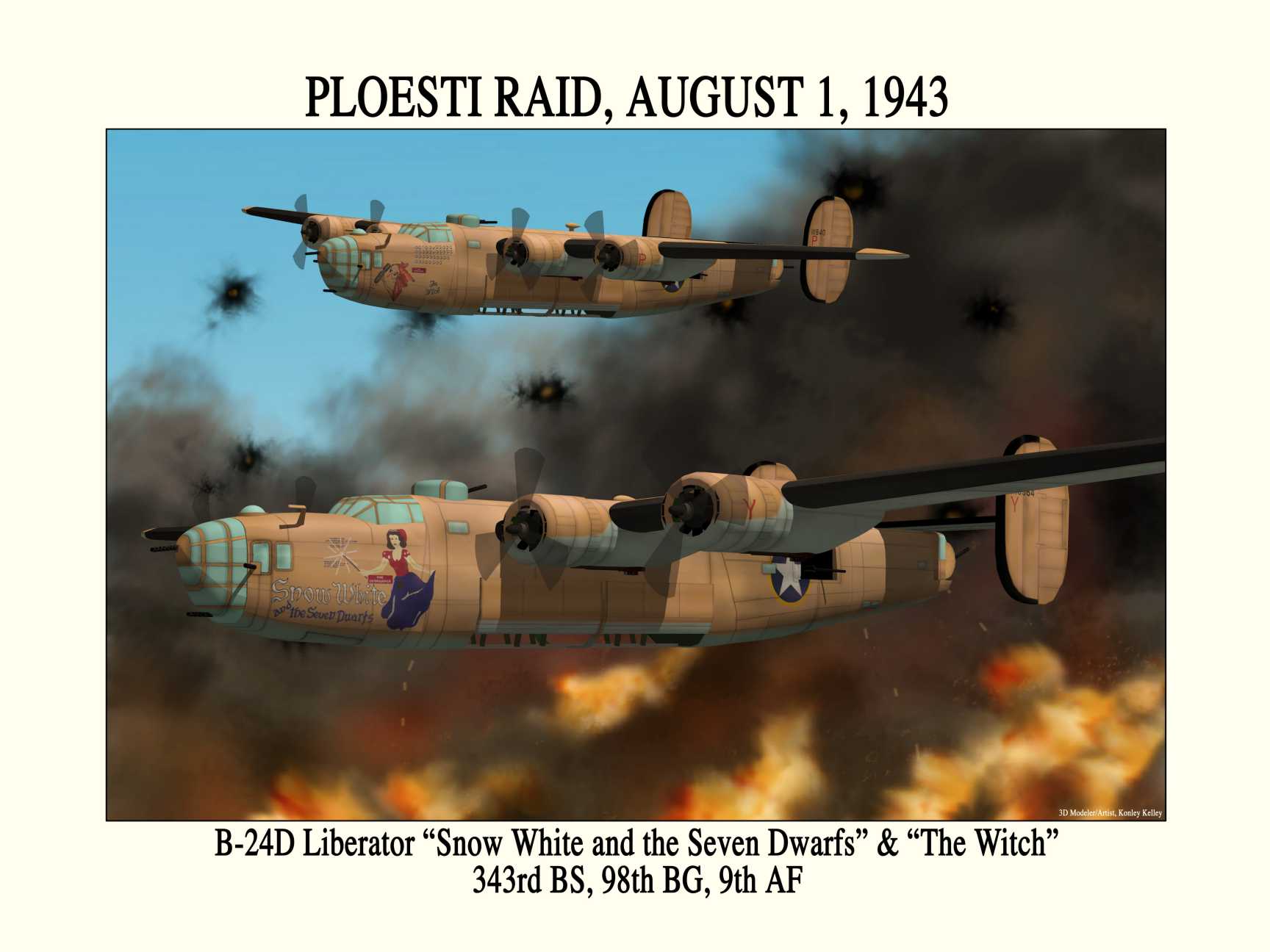 Konley Kelly B-24D over Ploesti, Poster