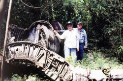 Picture of a Vought F4U Corsair Airplane in the Jungles of Guam.  This plane crashed in WW2