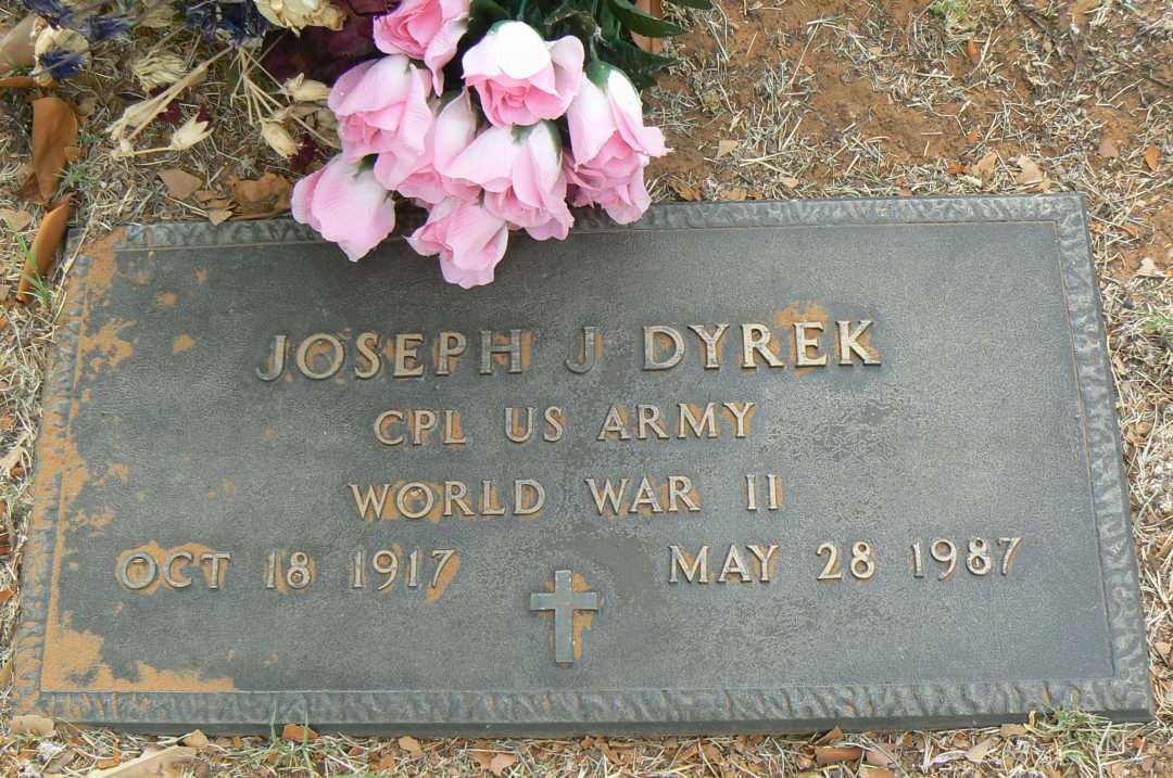 Grave Marker for Joe Dyrek WW2 Veteran