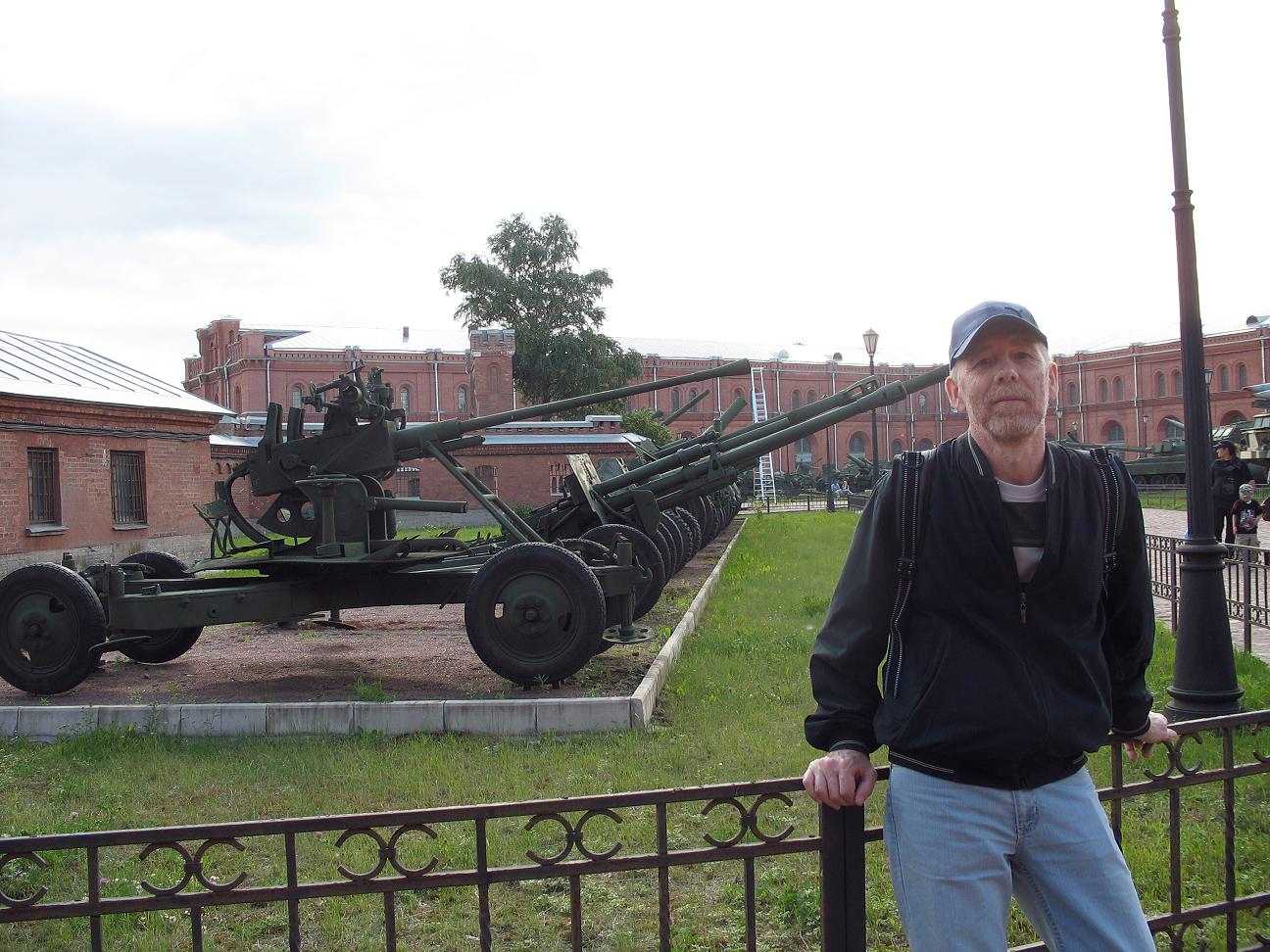 Irek standing next to the guns in Ufa Russia