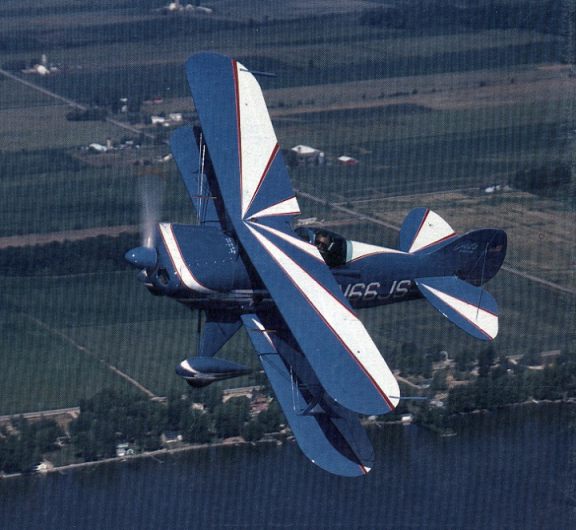 A great picture picture of Jerry Spears flying his Pitts Aerobatics Airplane from the back cover of Sports Aerobatics