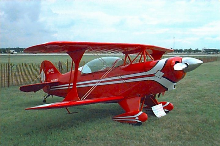 A Beautiful picture of a Red Pitts S2B Aerobatics Trainer Airplane