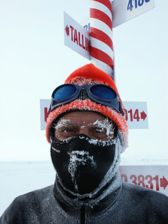 Helmut loves running marathons on the north Pole