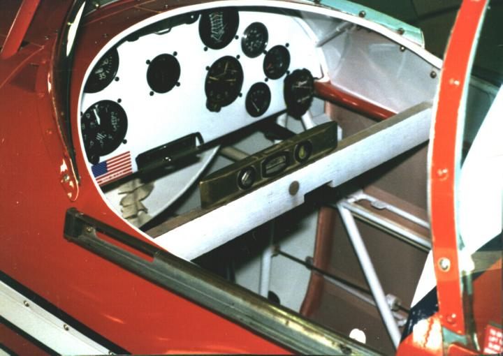 Inside the Pitts Aerobatic Aircraft cockpit.  Look at the leveling device