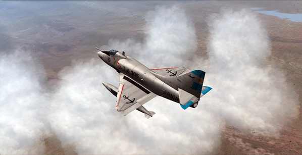 Argentinean A-4 Skyhawk flys over the Falkand - Malvinas Islands