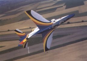 Photo of an Alpha Jet doing a roll,