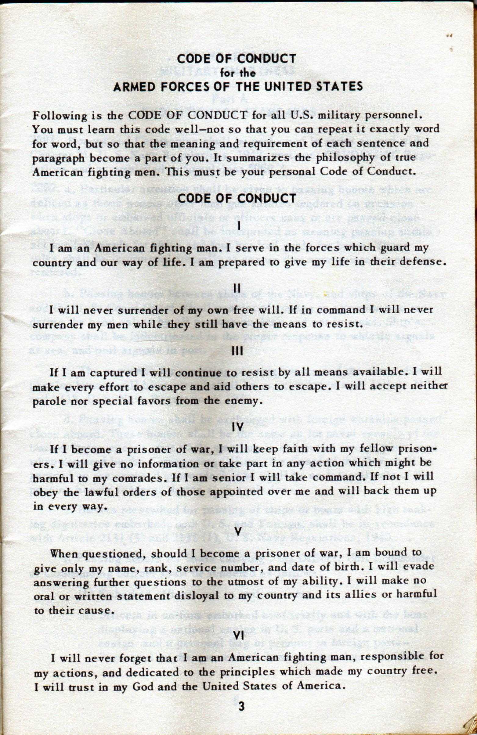 YellowAirplane Code Of Conduct For The Armed Forces Of The United 